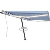 Vidaxl Manual Retractable Awning With Led 400X350 Cm Blue And White