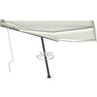 Vidaxl Manual Retractable Awning With Led 400X350 Cm Cream