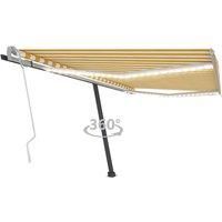 Vidaxl Manual Retractable Awning With Led 400X350 Cm Yellow And White