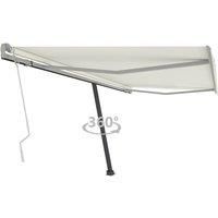 vidaXL Freestanding Manual Retractable Awning Folding Arm Manual Retractable Awning Patio Sunshade Outdoor Garden Balcony 450x350 cm Cream
