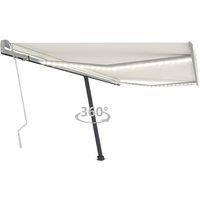 Vidaxl Manual Retractable Awning With Led 450X350 Cm Cream