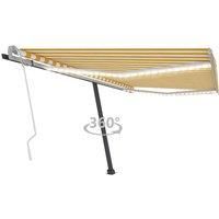Vidaxl Manual Retractable Awning With Led 450X350 Cm Yellow And White