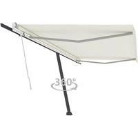 vidaXL Freestanding Manual Retractable Awning Folding Arm Manual Retractable Awning Patio Sunshade Outdoor Garden Balcony 500x350 cm Cream