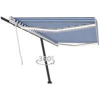 Vidaxl Manual Retractable Awning With Led 500X350 Cm Blue And White