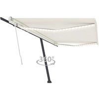 Vidaxl Manual Retractable Awning With Led 500X350 Cm Cream