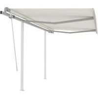 vidaXL Manual Retractable Awning With Posts 3X2.5 M Cream