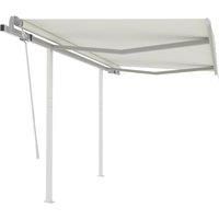 vidaXL Manual Retractable Awning With Posts 3.5X2.5 M Cream