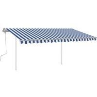 /'vidaXL Manual Retractable Awning - Blue and White, Weather-Resistant Outdoor Shade with Adjustable Settings and Robust Aluminium Frame