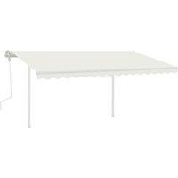 vidaXL Manual Retractable Awning (4x3 m, Cream) - Adjustable Height and Angle - UV and Water-resistant - Powder-coated Aluminium Frame