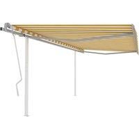 Vidaxl Manual Retractable Awning With Posts 4X3 5 M Yellow And White