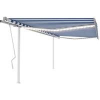 Vidaxl Manual Retractable Awning With Led 4X3 5 M Blue And White