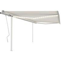 Vidaxl Manual Retractable Awning With Led 4X3 5 M Cream