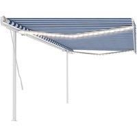 vidaXL Manual Retractable Awning With Led 5X3.5 M Blue And White