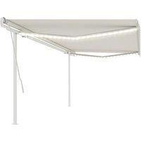 vidaXL Manual Retractable Awning With Led 5X3.5 M Cream