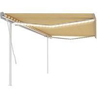 vidaXL Manual Retractable Awning With Led 5X3.5 M Yellow And White