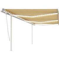 vidaXL Manual Retractable Awning With Led 6X3.5 M Yellow And White