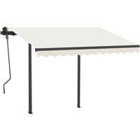 Vidaxl Manual Retractable Awning With Led 3X2 5 M Cream