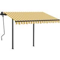 Vidaxl Manual Retractable Awning With Led 3X2 5 M Yellow And White