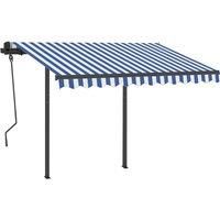Vidaxl Manual Retractable Awning With Posts 3 5X2 5 M Blue And White