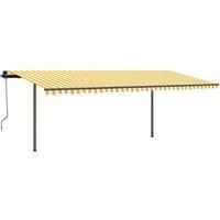 Vidaxl Manual Retractable Awning With Posts 3 5X2 5 M Yellow & White
