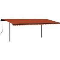 Vidaxl Manual Retractable Awning With Posts 3 5X2 5 M Orange And Brown
