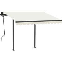 Vidaxl Manual Retractable Awning With Led 3 5X2 5 M Cream