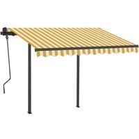Vidaxl Manual Retractable Awning With Led 3 5X2 5 M Yellow And White