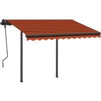 Vidaxl Manual Retractable Awning With Led 3 5X2 5 M Orange And Brown