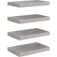 vidaXL Floating Wall Shelves 4 pcs in Concrete Grey with Invisible Mounting System | Stylish and Durable Honeycomb MDF and Metal | Adds Modern Elegance to Any Home Decor