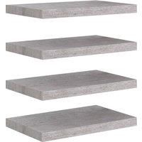 vidaXL Floating Wall Shelves Set of 4 - Modern Home Decor, Easy to Install, Concrete Grey, Suitable for Living Room and Office, MDF and Metal Design