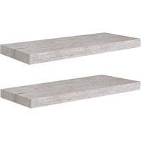 vidaXL Floating Wall Shelves - Set of 2, Modern Style Shelves with Invisible Mounting System, Concrete Grey Finish, MDF & Metal Construction, Ideal for Living Room & Office