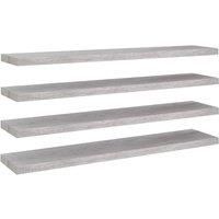 vidaXL Floating Wall Shelves 4 pcs Concrete Grey 120x23.5x3.8 cm MDF