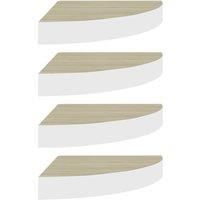 Wall Corner Shelves 4 pcs Oak and White 25x25x3.8 cm MDF