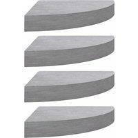 Wall Corner Shelves 4 pcs Concrete Grey 25x25x3.8 cm MDF