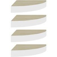 vidaXL Wall Corner Shelves 4 pcs Oak and White 35x35x3.8 cm MDF