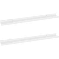 vidaXL White Glossy Wall Shelves, 80x9x3 cm, Set of 2, Sturdy MDF Material, for Living Room, Bedroom, and Office