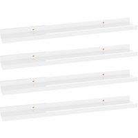vidaXL Modern High Gloss White Wall Shelves, Practical and Decorative Wall-Mounted MDF Shelves, Ideal for Living Room, Bedroom, Office - Set of 4