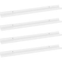 vidaXL Wall-Mounted Shelves, Set of 4, Durable MDF Construction, High-Gloss White Finish, Modern Design - Ideal for Living Room, Bedroom, Office