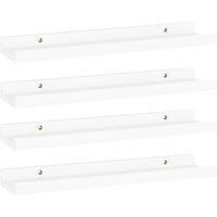 vidaXL Wall Shelves, Set of 4, White | Durable MDF Material, Modern Style | Easy Assembly & Cleaning | Ideal for Living Room, Bedroom, Office