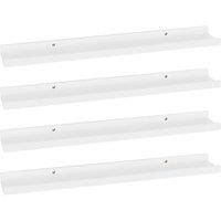 vidaXL Wall Mounted Shelves, Set of 4, White MDF Material, Ideal for Living Room, Bedroom, Office, Modern Design, Easy Installation and Cleaning