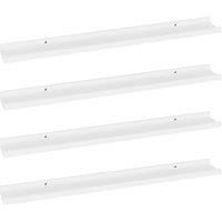 vidaXL Wall Shelves in White - Durable MDF Material - Versatile Home Decor and Storage, Set of 4 - Dimensions: 80 x 9 x 3 cm