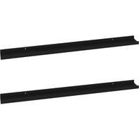 vidaXL Black Wall Shelves- 2 Piece Set of Durable MDF Wall-Mounted Shelves for Living Room, Bedroom, Office