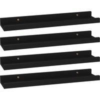 vidaXL Black Wall Shelves Set of 4 - Decorative Mounted Display Storage for Living Room, Bedroom, Office