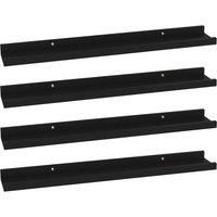 vidaXL Wall-Mounted Shelves, Set of 4, Black - Versatile Display Storage Shelves, Sturdy MDF Construction, Modern Style for Living room, Bedroom, Office - Dimensions 60x9x3 cm