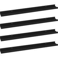 vidaXL Black Wall Mounted Shelves, MDF 4-Piece Set, Modern Home Decor and Storage Solution, Easy to Install and Clean, 80x9x3 cm Each