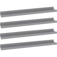 vidaXL Wall-Mounted Shelves in Grey MDF Material, Set of 4, Versatile and Stylish for Living Room, Bedroom, or Office Space, Perfect for Displaying Decorative Items, Size 60x9x3 cm