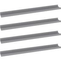 vidaXL Wall Mounted Shelves, Set of 4, Grey MDF Material, Modern Style for Living Room, Bedroom, Office - 80 x 9 x 3 cm