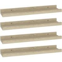 vidaXL Wall-mounted Shelves, Sonoma Oak finish, MDF, Set of 4 for Living Room, Bedroom and Office