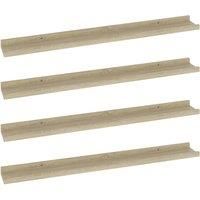 vidaXL Wall-Mounted Shelves in Sonoma Oak - Versatile, Durable, Easy-Clean MDF Shelves for Living Room, Bedroom, or Office - Set of 4