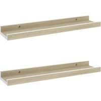 vidaXL Wall Shelves 2 pcs White and Sonoma Oak 40x9x3 cm